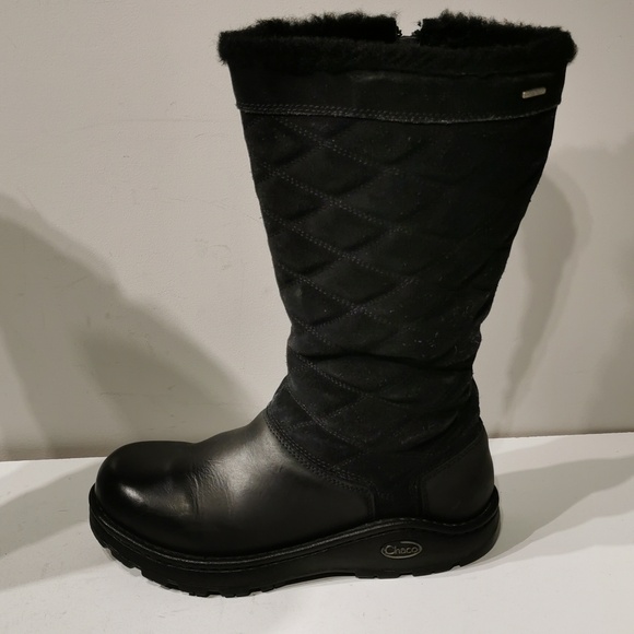 Chaco Boots Women's Arbora Black Distressed Leather Suede Zip Up Winter - Picture 2 of 10